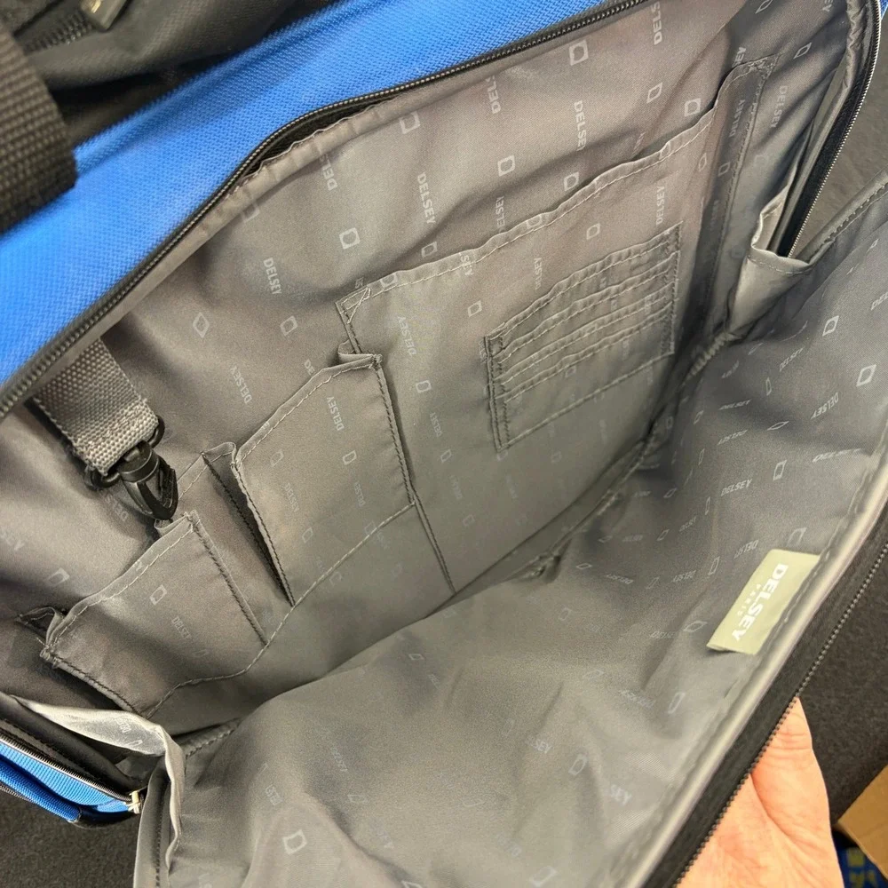 Delsey Air Spree 17in Trolley Tote Lightweight Rolling Carry On Bag Blue Handle